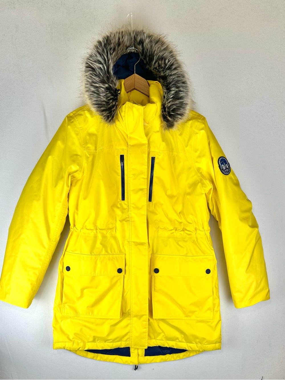 Lands' End Women's Expedition Down Waterproof Winter Parka Jacket Faux Fur Hood
